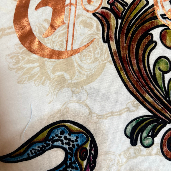 RARE Vintage Y2K Christian Audigier Shirt Mens XXL Snake Print Chain - Picture 10 of 16